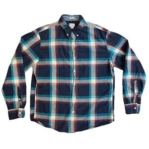 J.Crew Genuine Indian Madras Plaid Shirt Men's L Button Down Long Sleeve Cotton